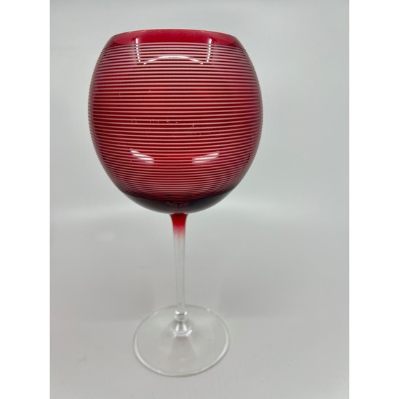 3 Pce VNTG Cherry Red Mikasa Wine Goblets Valentine's Polka Dot Striped Frosted - Picture 3 of 8